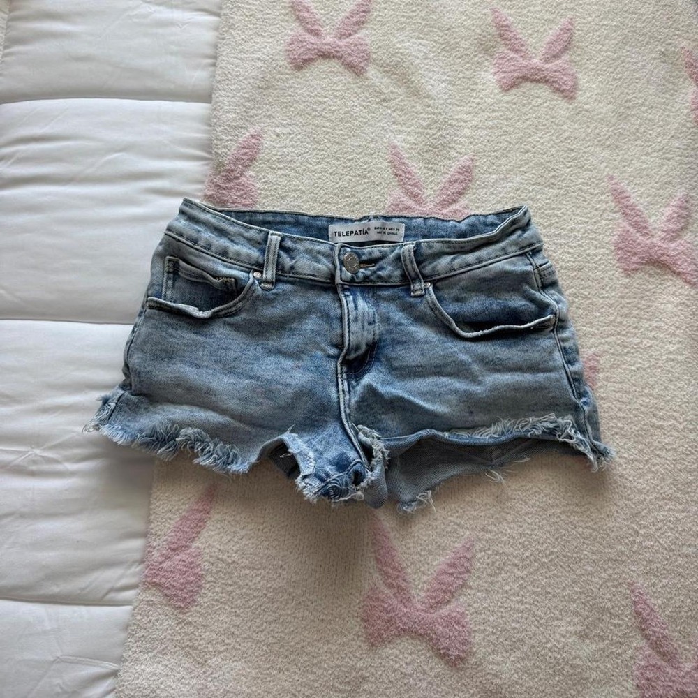 Y2K Low rise Telepatia blue denim shorts #denim #summer
